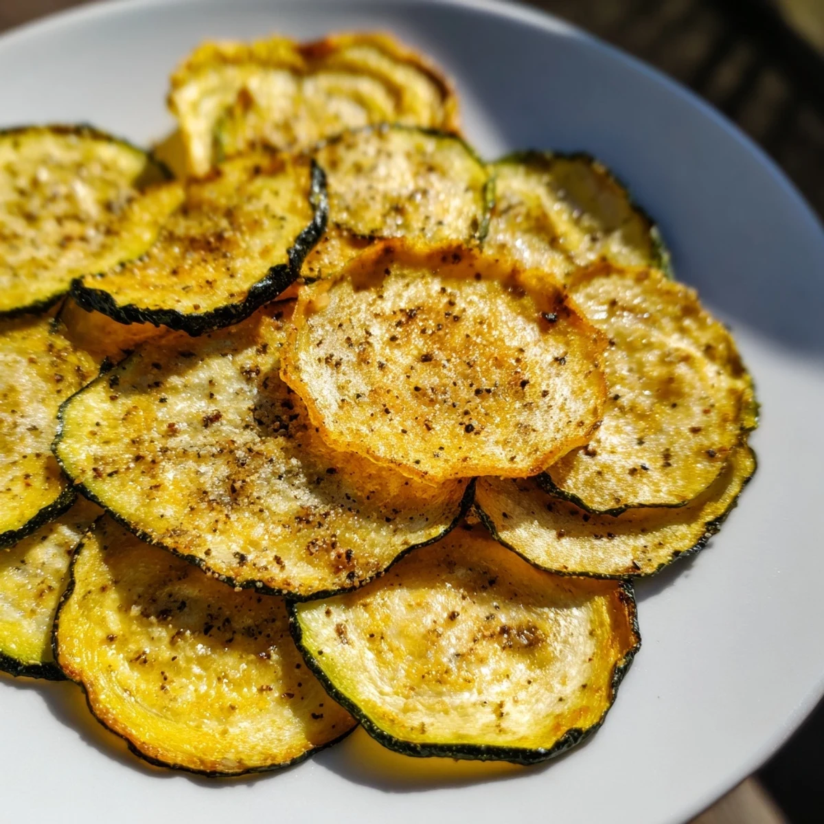Freshly baked Crispy Zucchini Chips are served in a rustic bowl, ready to be dipped in creamy yogurt sauce.