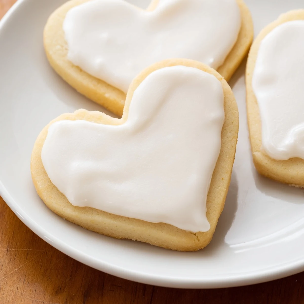 Freshly frosted Heart Shaped Sugar Cookies resting on parchment paper ready to be gifted.