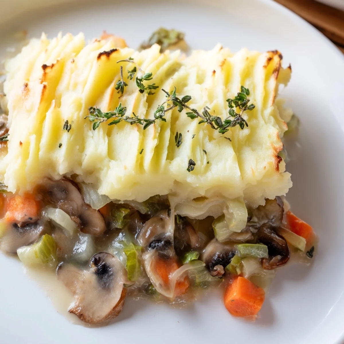Earthy sautéed cremini mushrooms and tender leeks baked under a fluffy Parmesan-spiked potato topping.