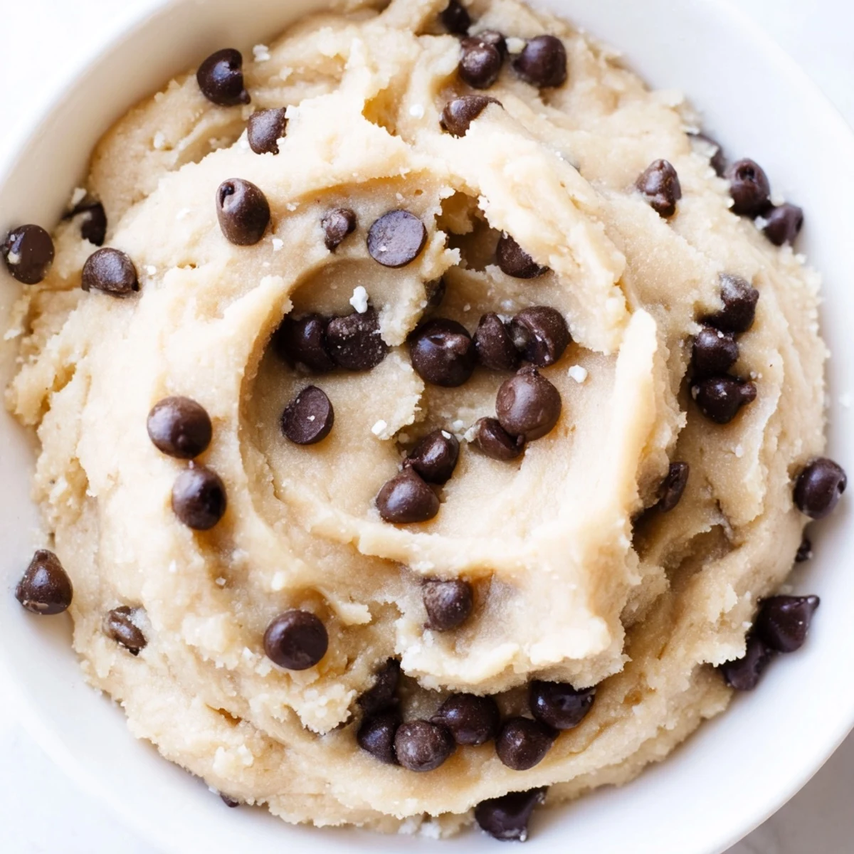 Bite-sized balls of Edible Keto Cookie Dough arranged on a plate, perfect for a quick, gluten-free, and vegetarian snack.