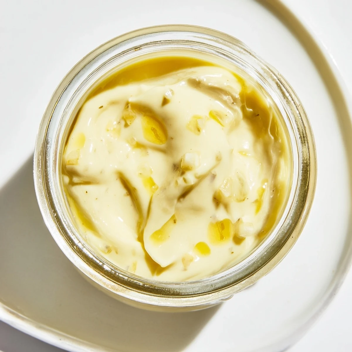 A glass jar of homemade Lemon Dijon Dressing sits beside lemon halves and Dijon mustard on a rustic table.