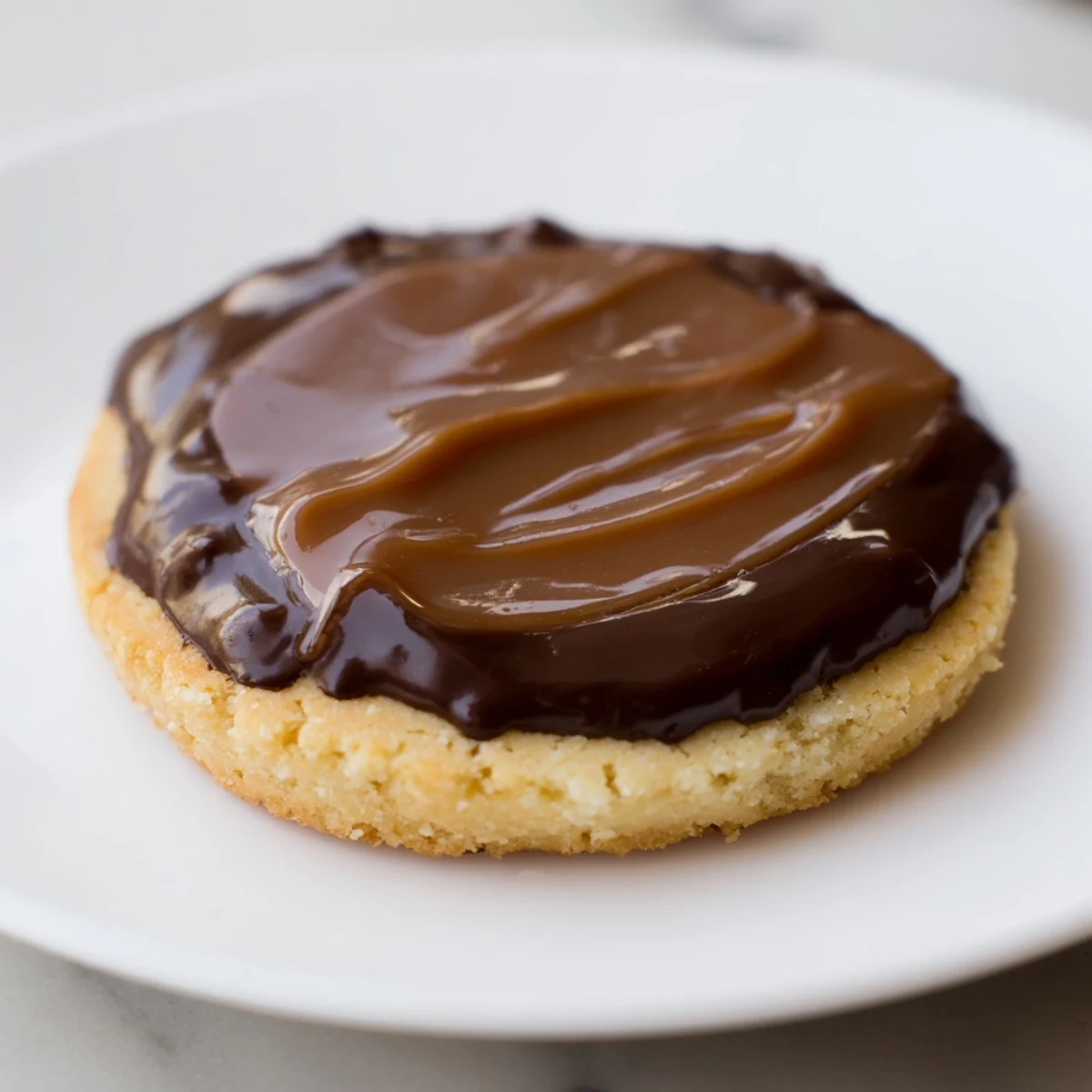 Golden Twix Cookies are displayed with a layer of rich caramel and smooth milk chocolate on a rustic wooden surface.