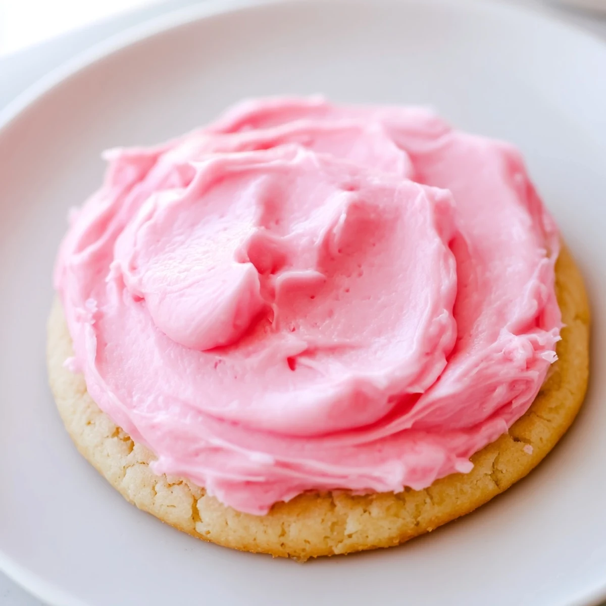 Eighteen soft, buttery Crumbl Pink Sugar Cookies are cooled and generously topped with smooth pink almond frosting, ready to serve.