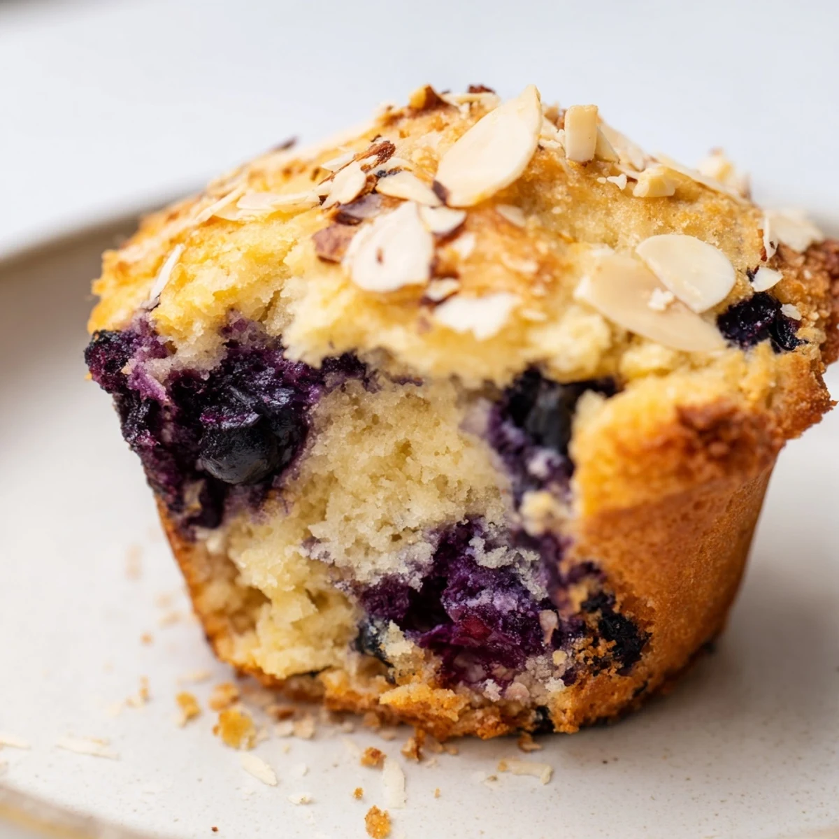 Fresh blueberry muffins made with almond flour and creamy Greek yogurt, ready to serve
