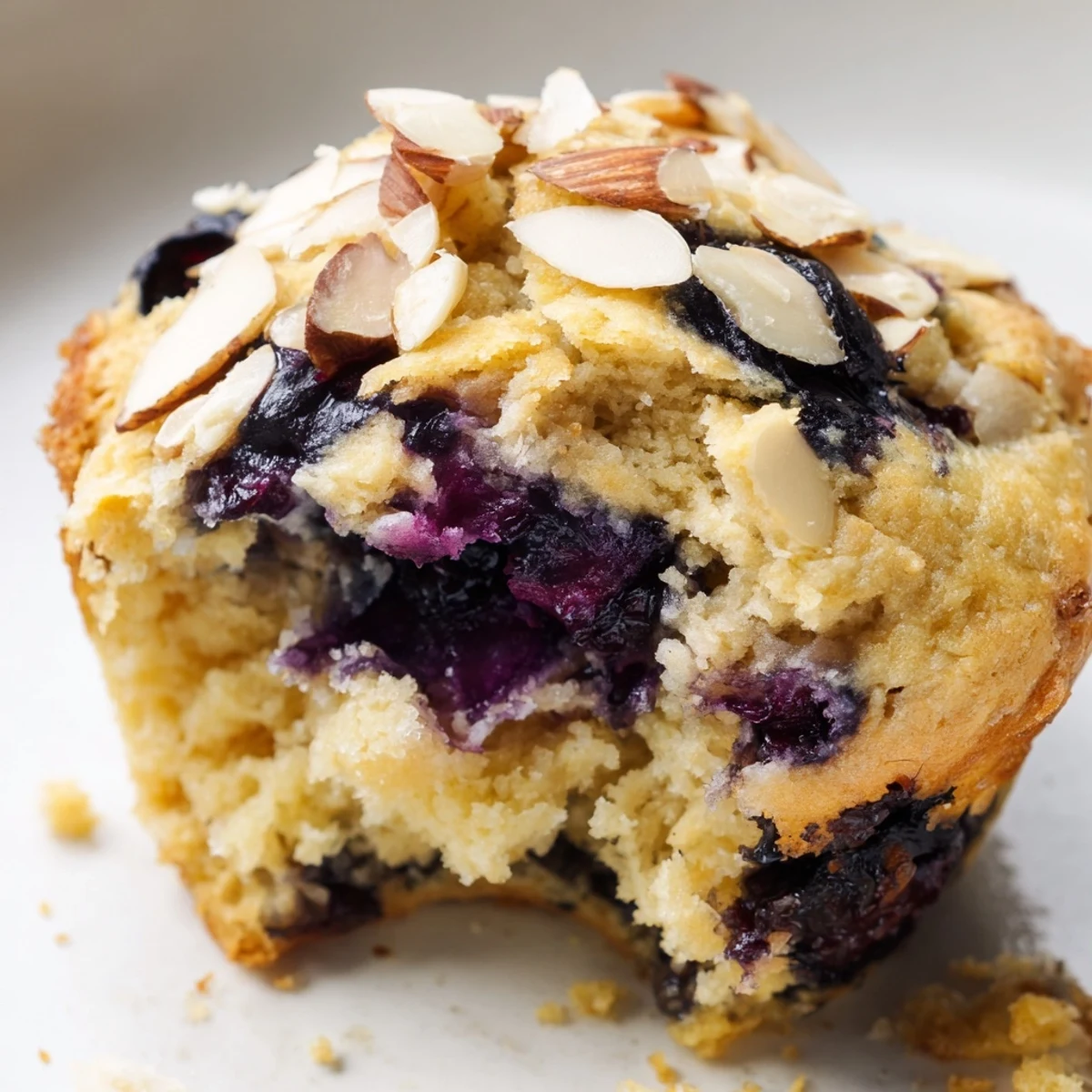 Gluten-free blueberry muffins bursting with juicy berries, baked in golden muffin liners
