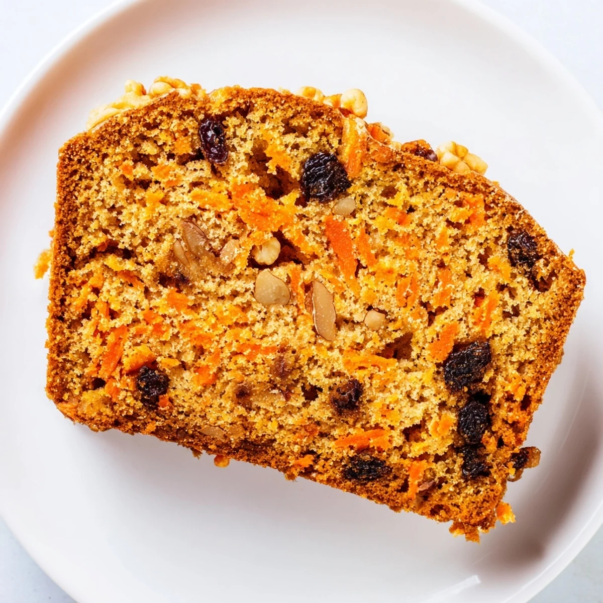 Fluffy Greek yogurt carrot cake piece revealing tender texture and warm cinnamon spice interior