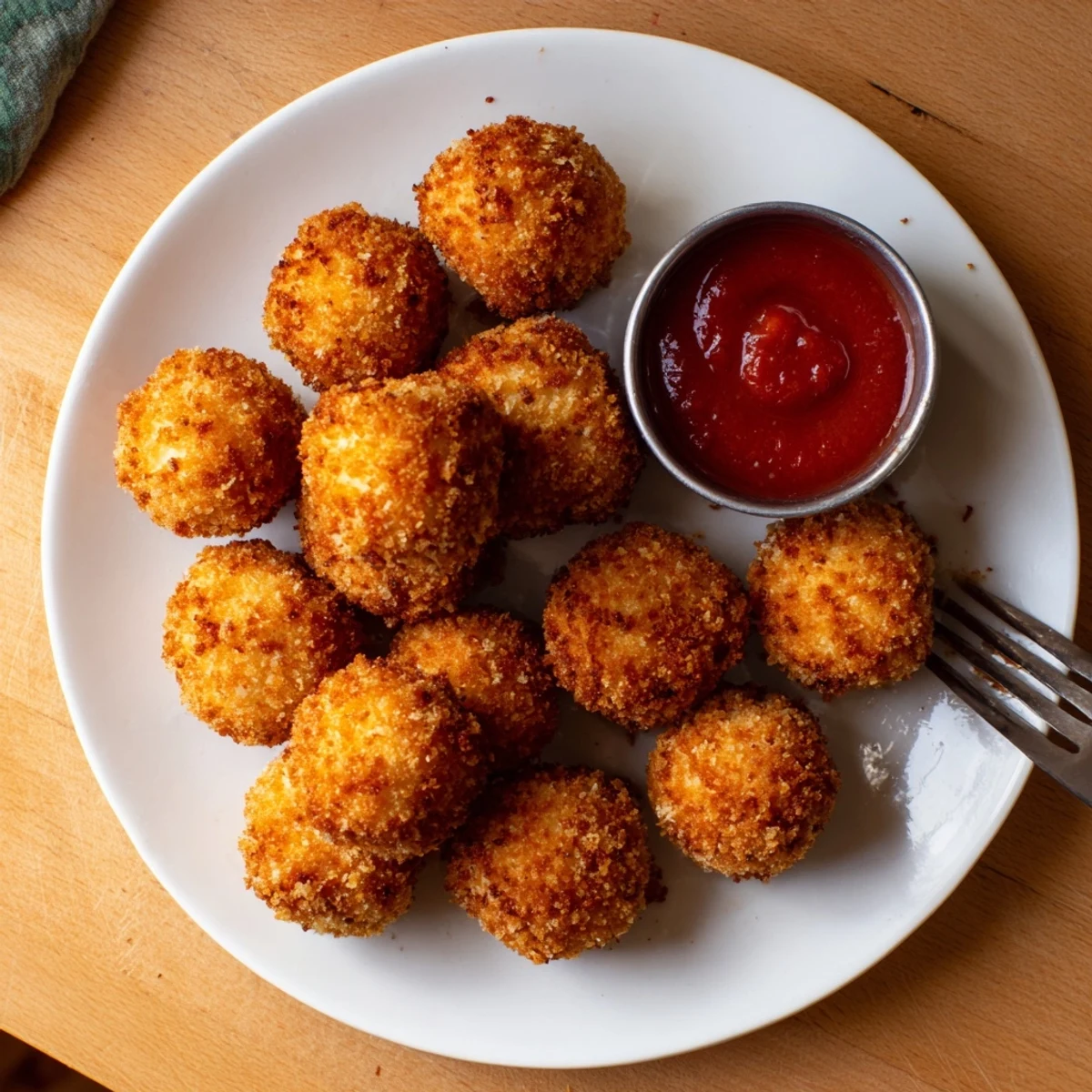 Homemade mozzarella cheese balls with crunchy panko exterior and warm stretchy cheese inside