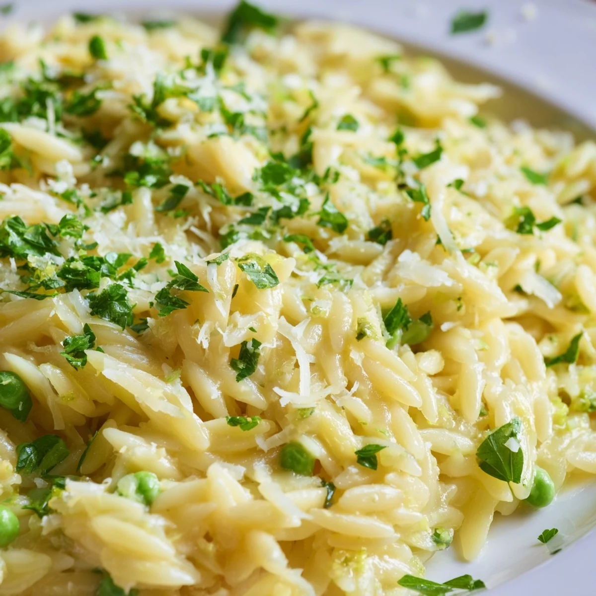Tender orzo tossed with bright lemon juice, olive oil, and fragrant green herbs