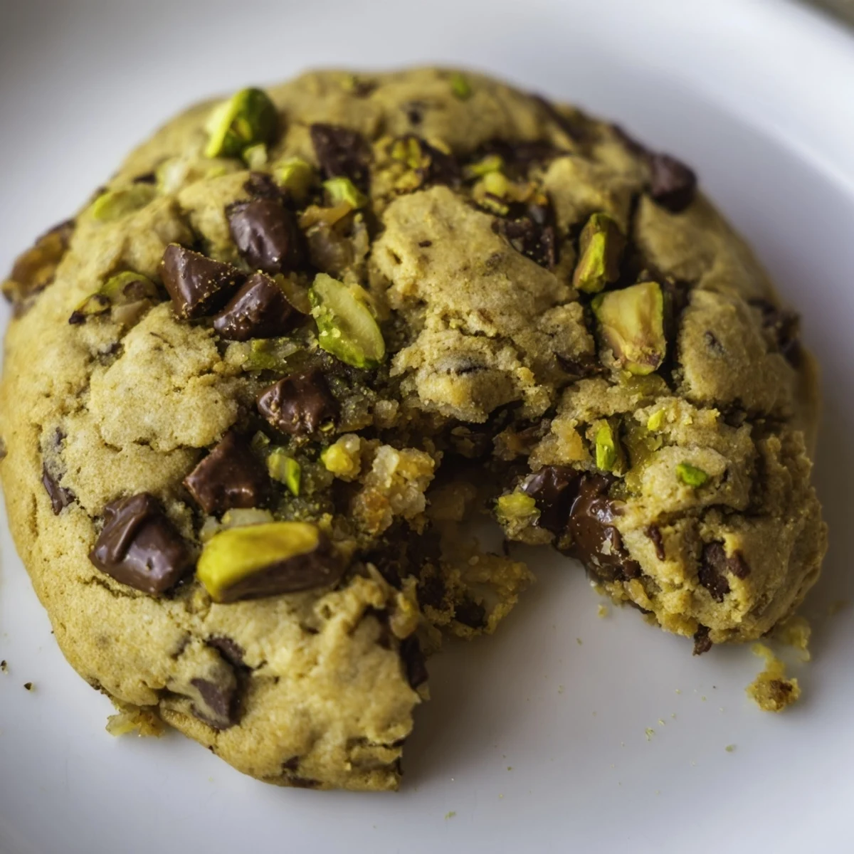 Close-up of a soft Dubai chewy cookie showcasing cardamom-spiced dough loaded with Middle Eastern dates and nuts