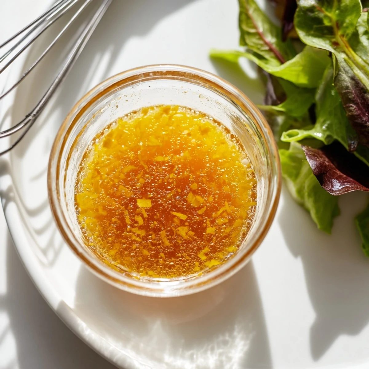 Tangy citrus vinaigrette cascading over a vibrant summer salad with roasted vegetables