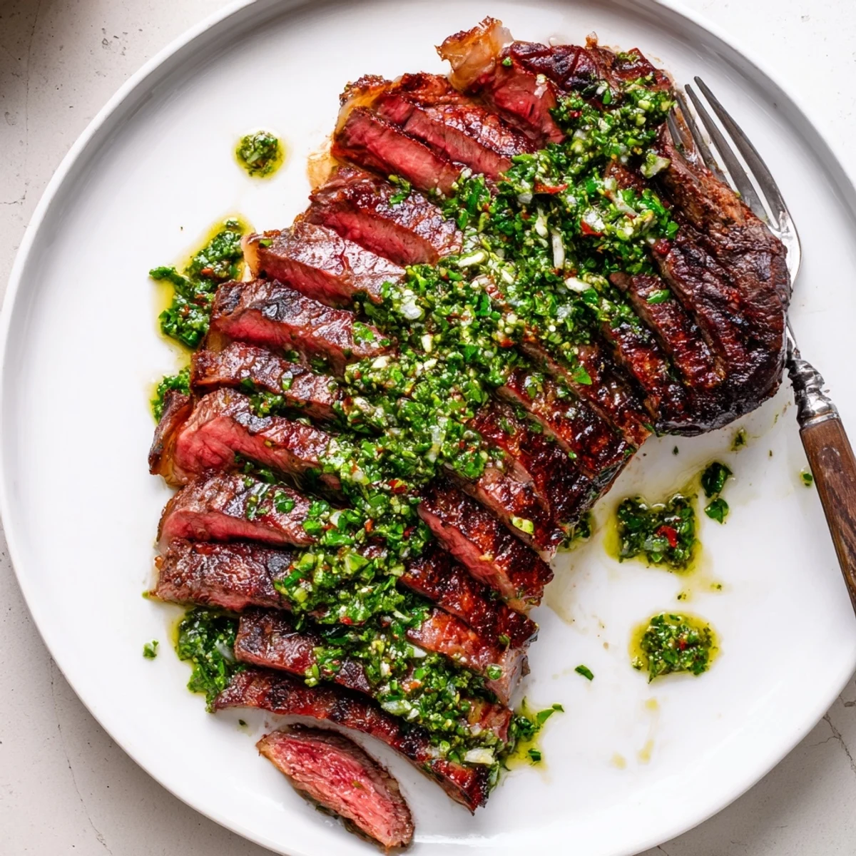 Seared on a hot grill, aromatic garlic and parsley topping — Chimichurri Steak Recipe