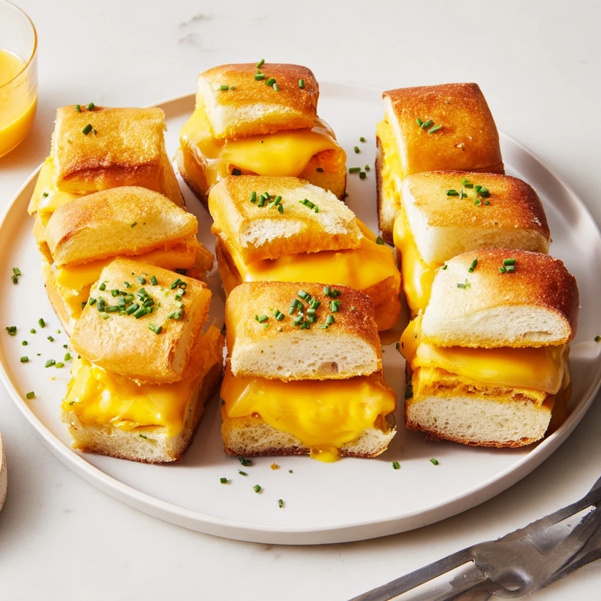Pull apart Mini Grilled Cheese Hawaiian Rolls on a baking sheet, perfect appetizer