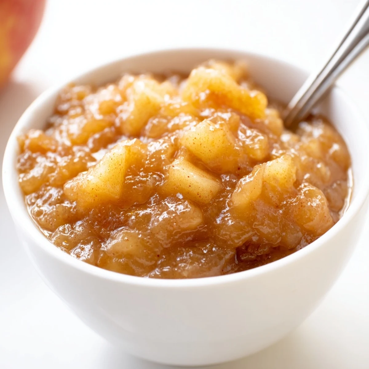 Homemade Fall Caramel Apple Jam bubbling in pot, buttery, cinnamon-kissed