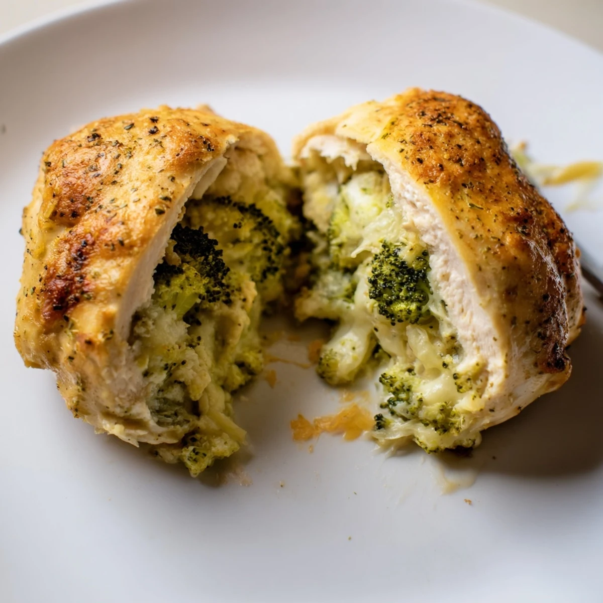 Broccoli Cheese Stuffed Chicken Breast bubbling golden, tender, served with roasted vegetables