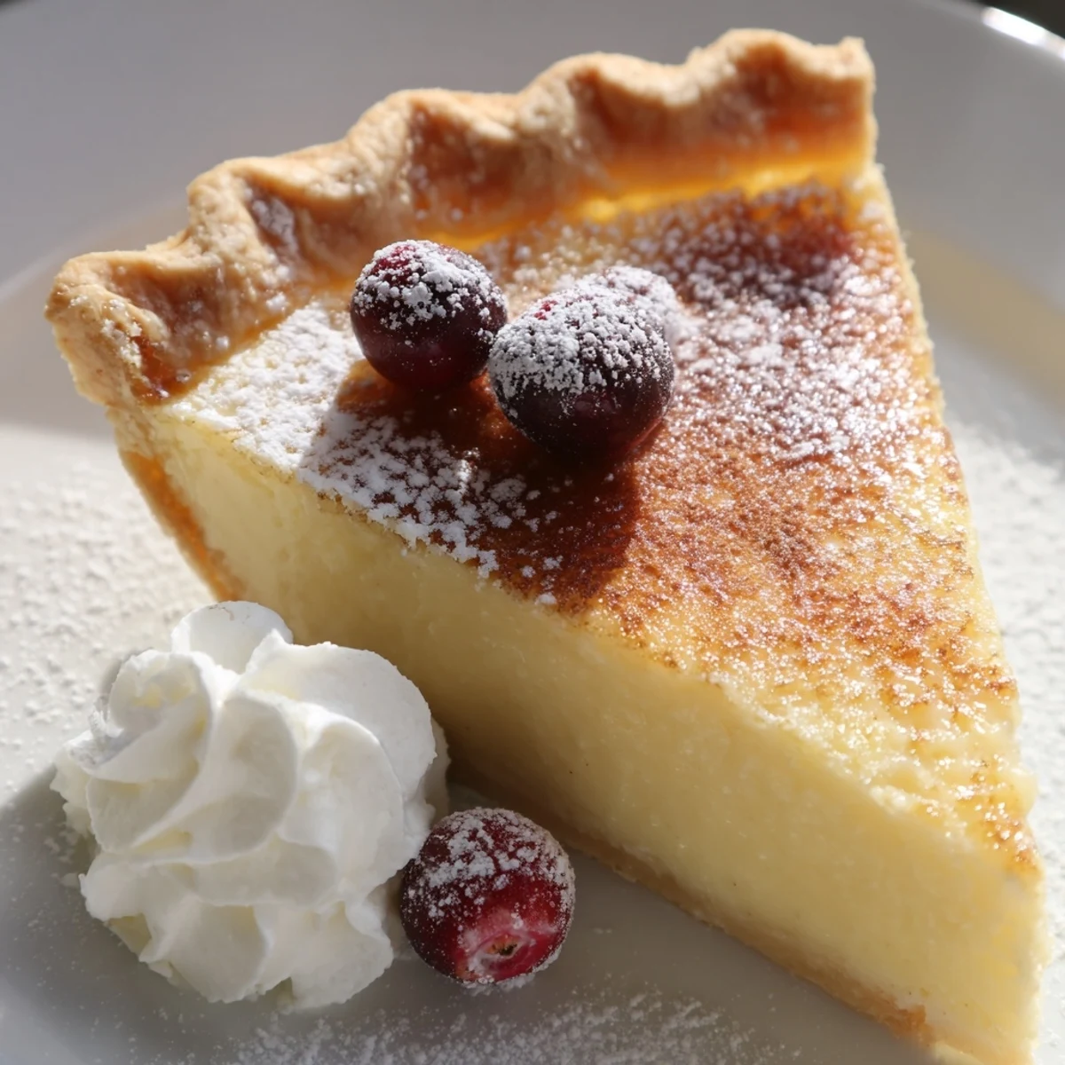 Christmas Eve Custard Pie With Cinnamon Vanilla cooling on wire rack, golden crust  