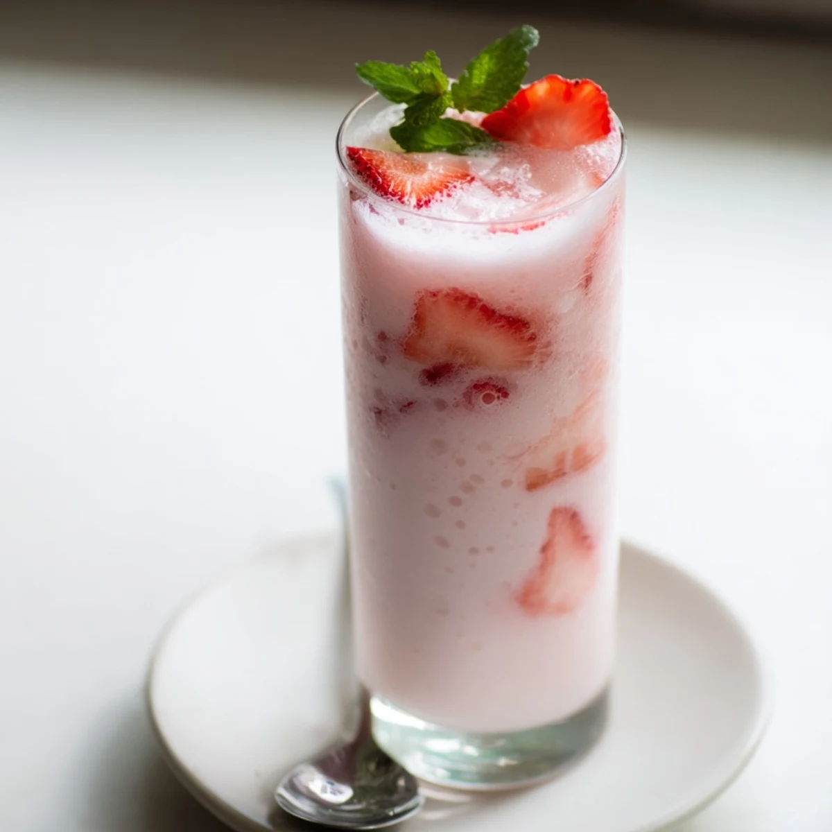 Refreshing Strawberry Coconut Cooler Recipe served cold, creamy coconut and bright lime