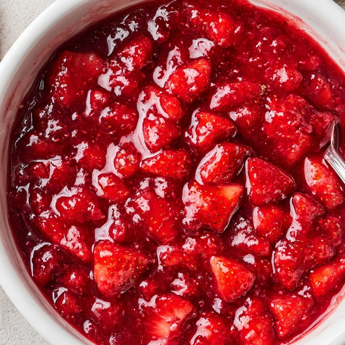 Warm Strawberry Cake Filling Recipe bubbling in saucepan, tart and sweet, cooling