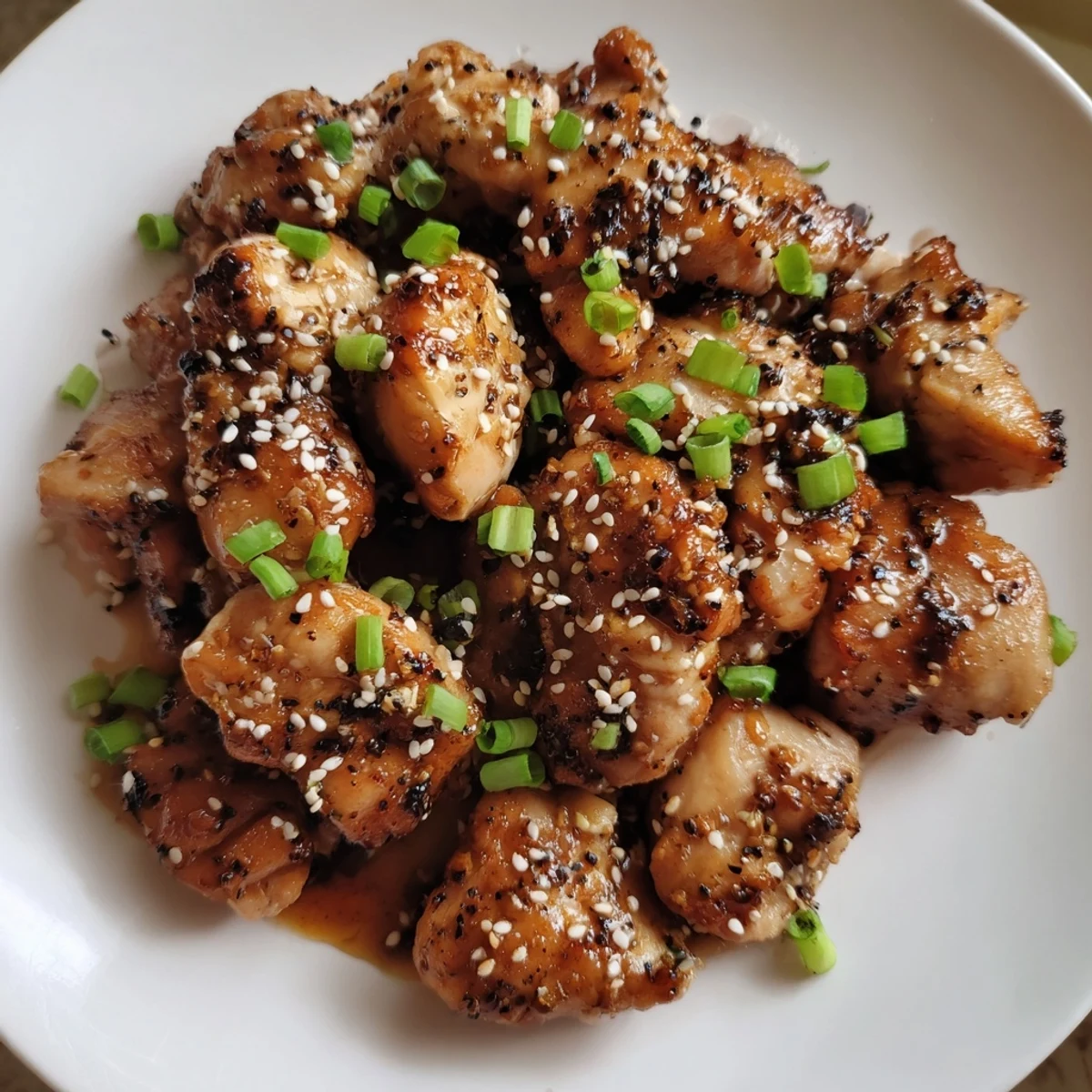 Juicy pan-seared garlic black pepper chicken served over steaming white rice