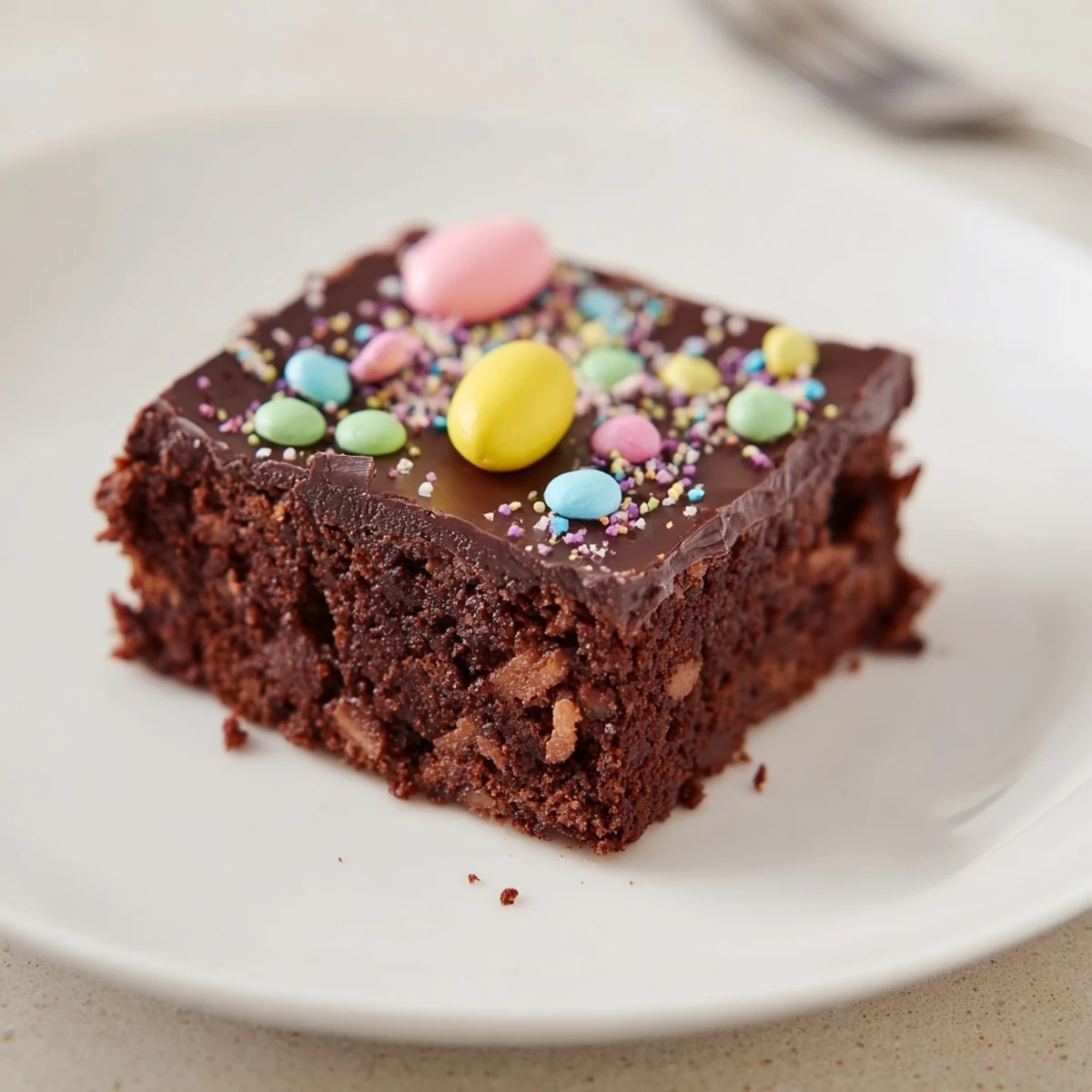 Gourmet Cosmic Brownies Bars with glossy chocolate ganache and rainbow sprinkles.