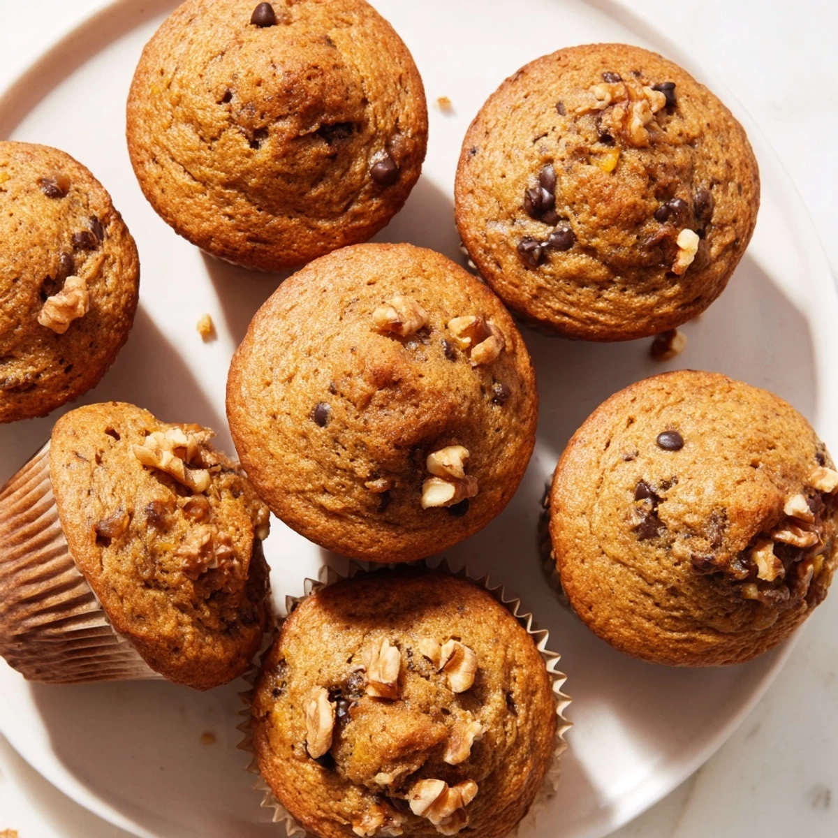 Moist breakfast muffins made with roasted squash and ripe banana, dusted with cinnamon sugar