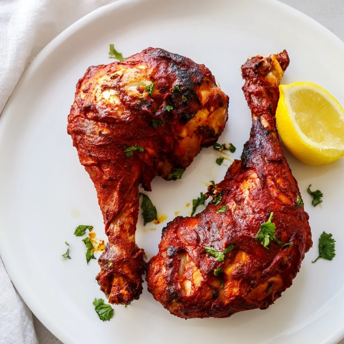 Juicy Tandoori Chicken with smoky edges served over fluffy basmati rice