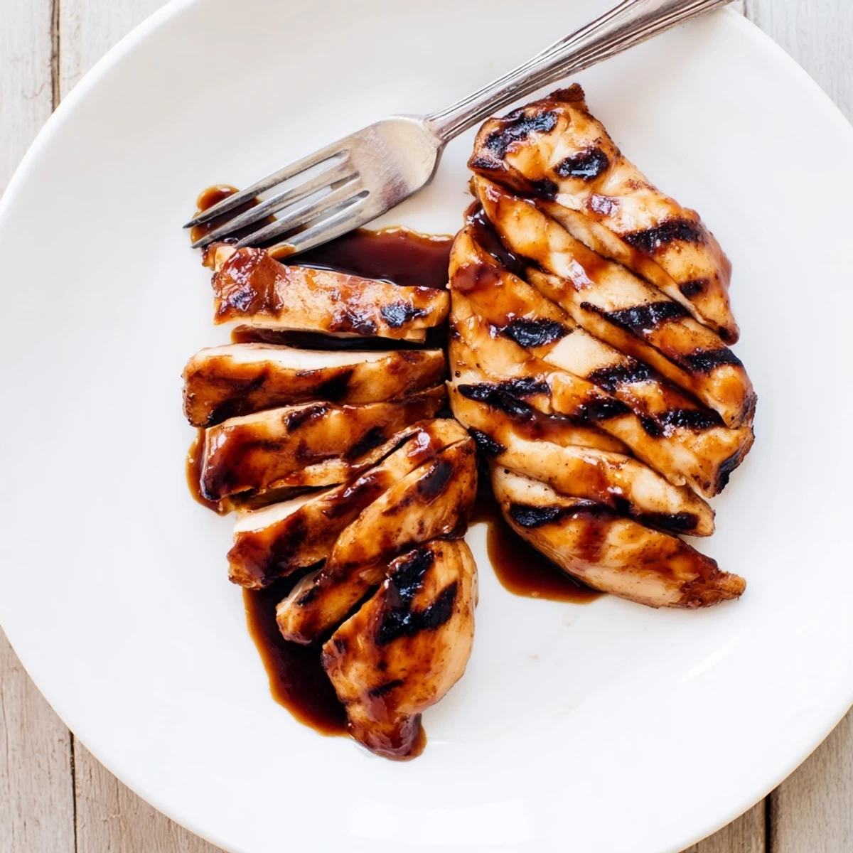 Juicy grilled Coca Cola glazed chicken breast with caramelized grill marks on a rustic plate