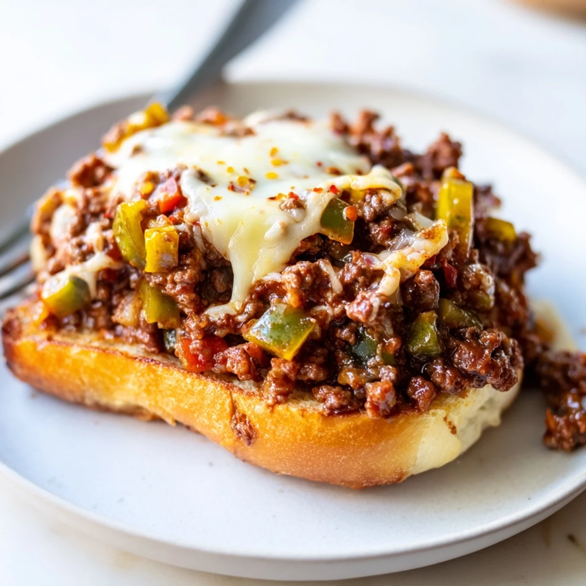 Gooey cheesy Philly Sloppy Joes piled high on golden toasted brioche buns with melted provolone